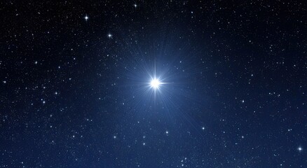 Fototapeta premium Bright Star Shining in the Vast Dark Night Sky.