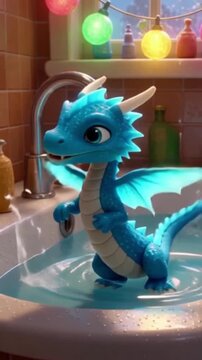 Niedlicher blauer Wasserdrache