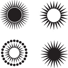 set of sunburst design elements with different shapes