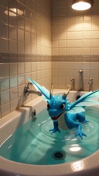 Niedlicher blauer Wasserdrache