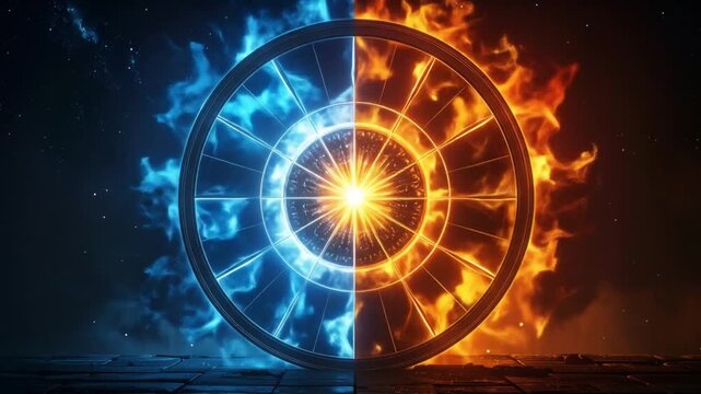 Contrasting flames of fire and ice.