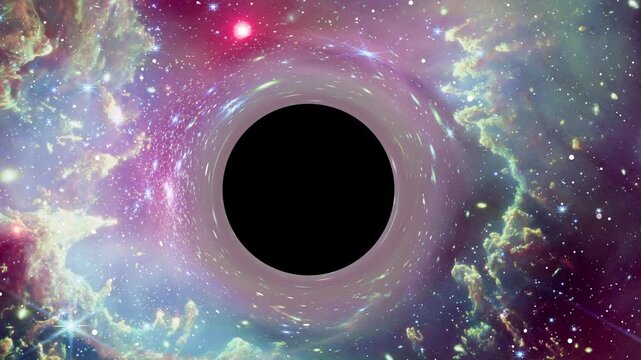 Big Black Hole In The Center Of Colorful Nebula Surrounded By Millions Of Galaxies In The Deep Space Universe