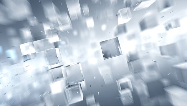 Abstract 3D Cubes Flowing in Digital Space with Light Effects.