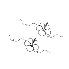 Hibiscus flower continuous line drawing on a white background
