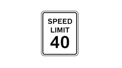 Obraz premium Standard speed limit forty road sign illustration with a black border and bold text on a plain white rectangular background.