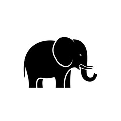 Fototapeta premium Clean bold black elephant silhouette icon