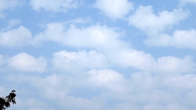 Soft white clouds floating across a clear blue daytime sky