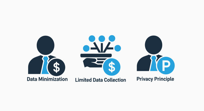 Data minimization and privacy principle concept with user icons
