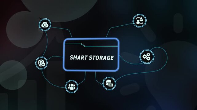 Smart storage solutions and secure database management icon set for cloud computing and digital information archiving