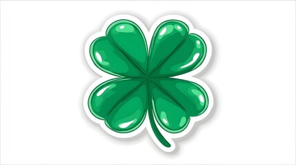 Fototapeta premium A vibrant green four-leaf clover illustration symbolizing luck and good fortune.