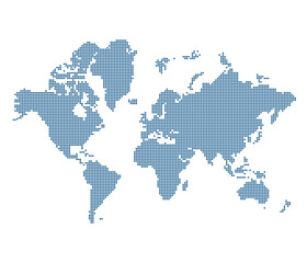 Fototapeta premium Blue Dotted World Map. Global Technology Network Digital Background