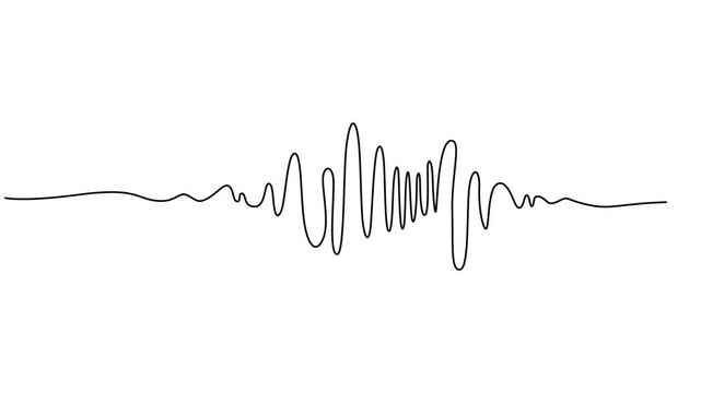 sound wave continuous one line drawing video, Continuous one line drawing of sound wave with different amplitude. Soundwave line self drawing animation, Animated self drawing of continuous line draw