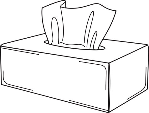 Tissue Box with Paper Tissue Line Icon Vector, Hygiene and Personal Care Concept