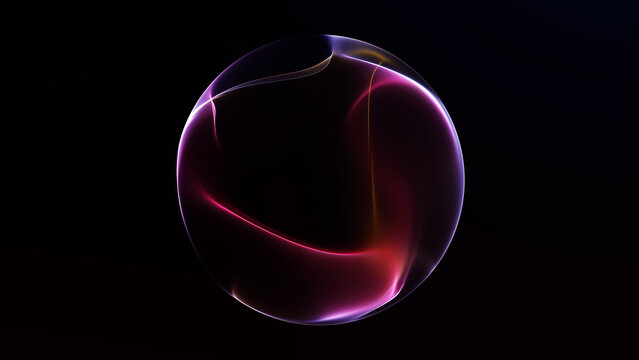 Abstract red pink energy sphere on dark background. Bright glowing orb with smooth plasma gradients, futuristic digital light and vivid sci fi atmosphere.