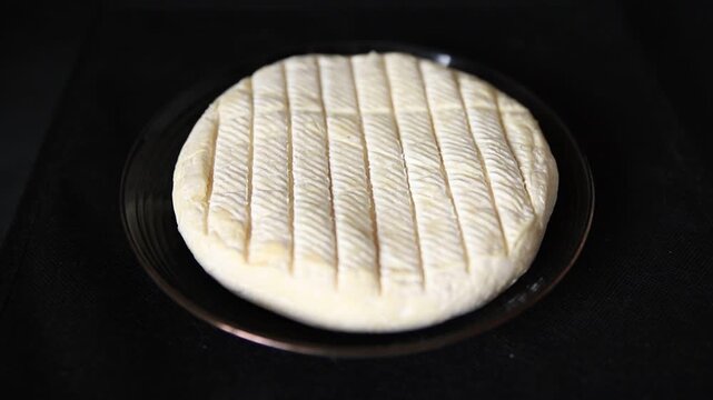 Soft cheese Camembert, Brie or Coulommiers cheese head tasty snack fresh gourmet food background on the table rustic food top view copy space marketing concept photo