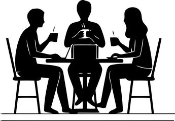 Fototapeta premium Coffee Shop Activity Silhouettes in vector.
