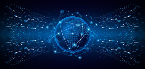 Global connection network background. World map. High-speed internet technology concept or fast wireless data transmission. modern internet network connection technology background © Natt