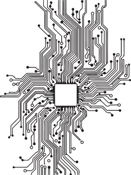 "Microchip vector illustration showing integrated circuit with electronic connections symbolizing modern technology and innovation"