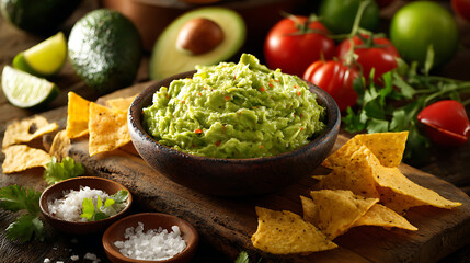 Freshly prepared guacamole served with assorted dips and tortilla chips