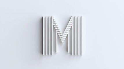 Fototapeta premium A large white letter M made of ridged material on a plain white background