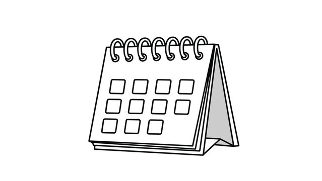 Desk calendar with spiral binding showing monthly dates on a white background for scheduling and appointment planning.