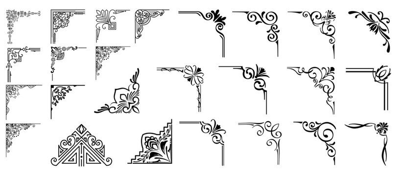 Vector illustration of decorative corner frame set. Vintage corner set. vector frame corners