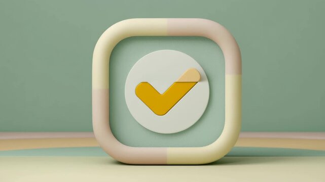 パステル調フラット表現のチェック入りアイコン