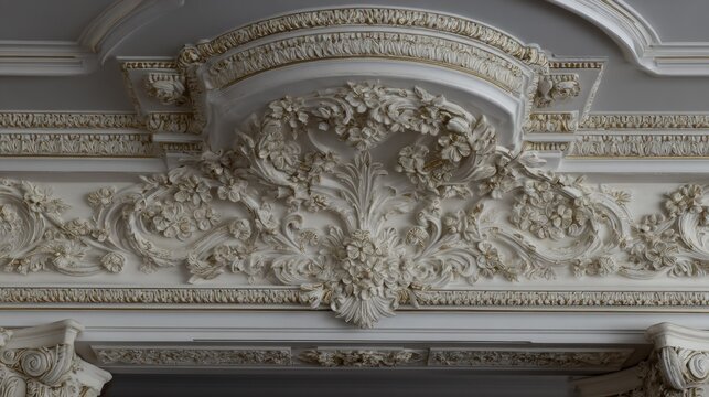 Ornate plasterwork architectural detail with decorative floral design