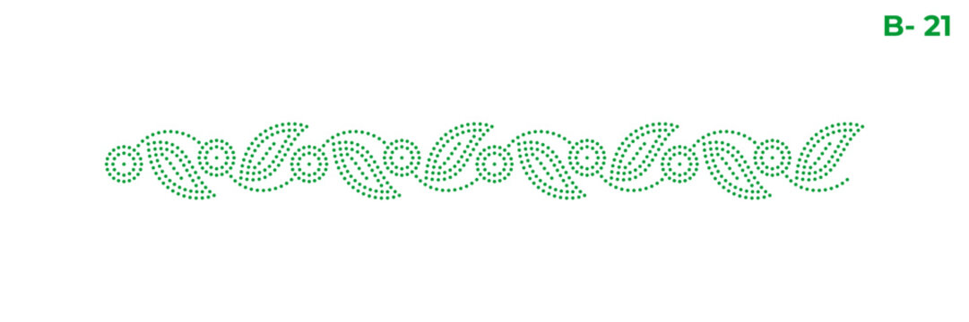 Rhinestone hotfix repeating paisley shapes and small circles, ideal for saree, ladies' suit, design for laser cutting, 2.2 mm hole size 6 ss.