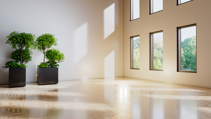 Obraz premium Large luxury modern bright interiors Living room mockup illustration 3D rendering Generated Color Image