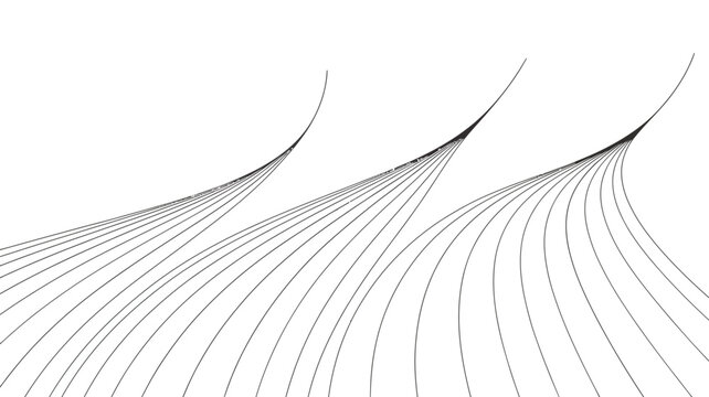 A minimalist black and white abstract rendering depicts several curved lines converging towards a vanishing point creating a sense of depth high quality professional detailed modern