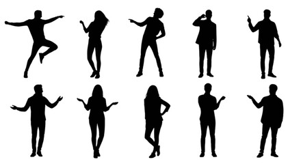 Fototapeta premium Set of 10 black human silhouettes vector
