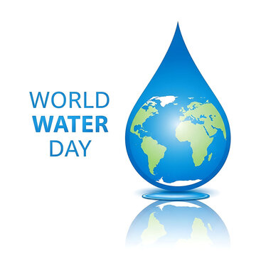 World Water Day globe in a water drop illustration