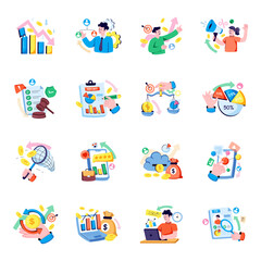 Naklejka premium Set of Business Flat Illustrations