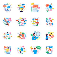 Fototapeta premium Set of Communication Flat Illustrations 