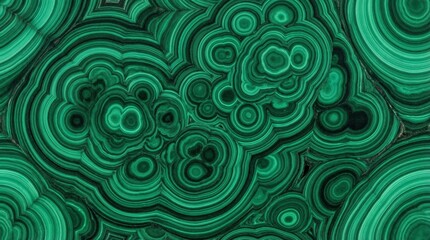 Fototapeta premium Close-up view of malachite mineral showing intricate green concentric banding patterns and swirling natural designs.