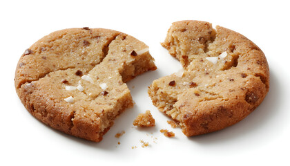 Broken cookie on white background