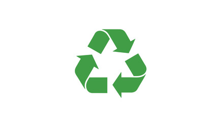 Obraz premium A green recycling symbol with three arrows on a white background, conveying an eco-friendly and sustainable mood.