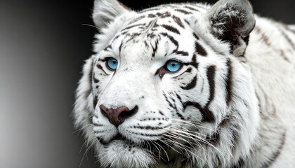 Fototapeta premium White Tiger Closeup Portrait with Blue Eyes.