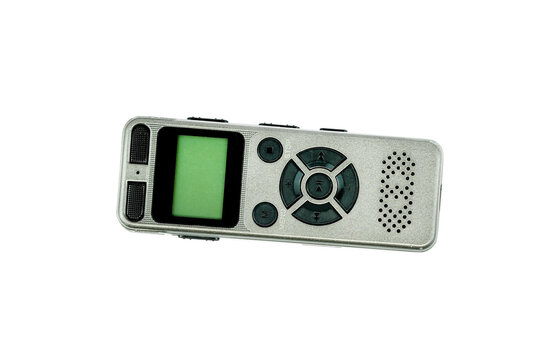Portable digital voice recorder Dictaphone isolated on white background professional audio recording device