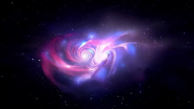 Galactic Collision and Merging Process Spiral Galaxies Interacting in Space Cosmic Evolution Visualized
