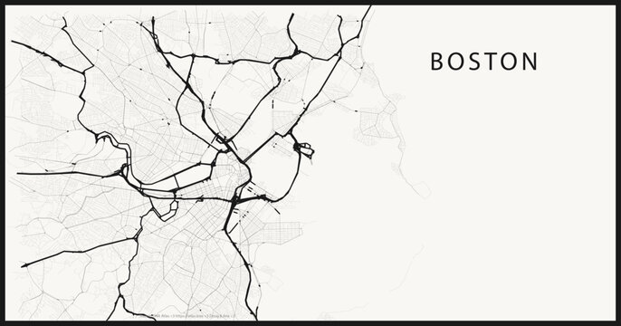 Boston Road Network ? Ink Cartographic Line Art