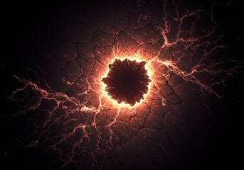 Abstract visualization showing a fractured reality where time has stopped or been erased, leaving behind a swirling digital void of energy, stream, chronology, cosmic