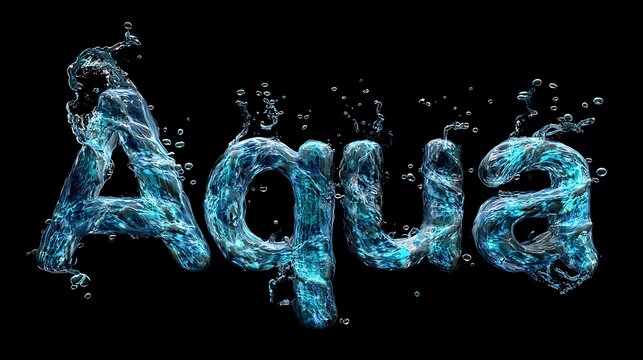 Aqua Water Liquid Text With Bubbles high resolution image