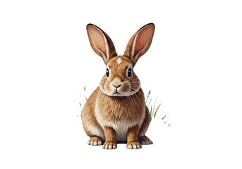 Fototapeta premium A brown rabbit with long ears and white markings isolated on transparent background