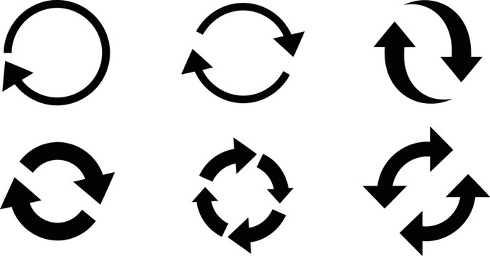 black arrows in circular motion on white background