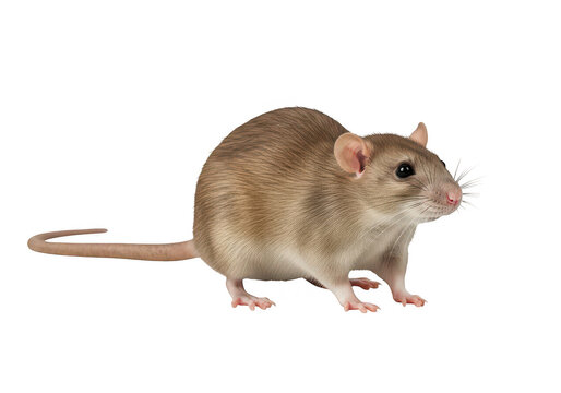 A brown rat standing on its hind legs isolated on transparent background