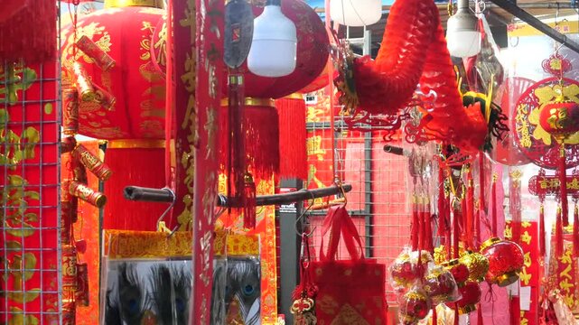 Lunar New Year hanging decorations for luck, prosperity, harmony and happiness