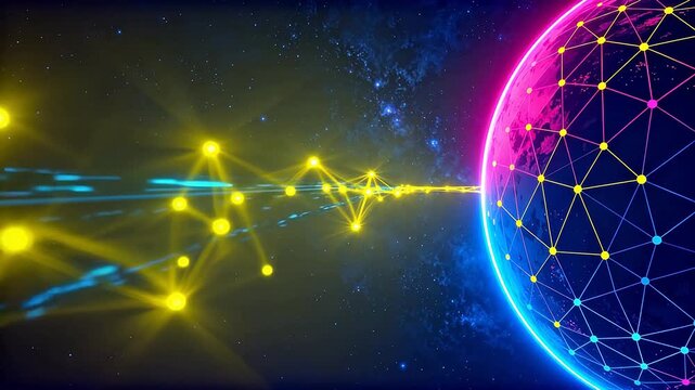 Colorful digital globe in space