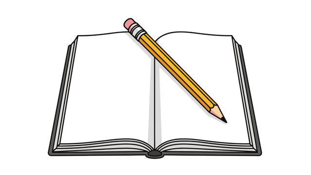 Pencil on Open Book.